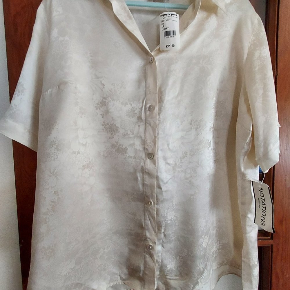 Ivory Silk Blouse, size 1X